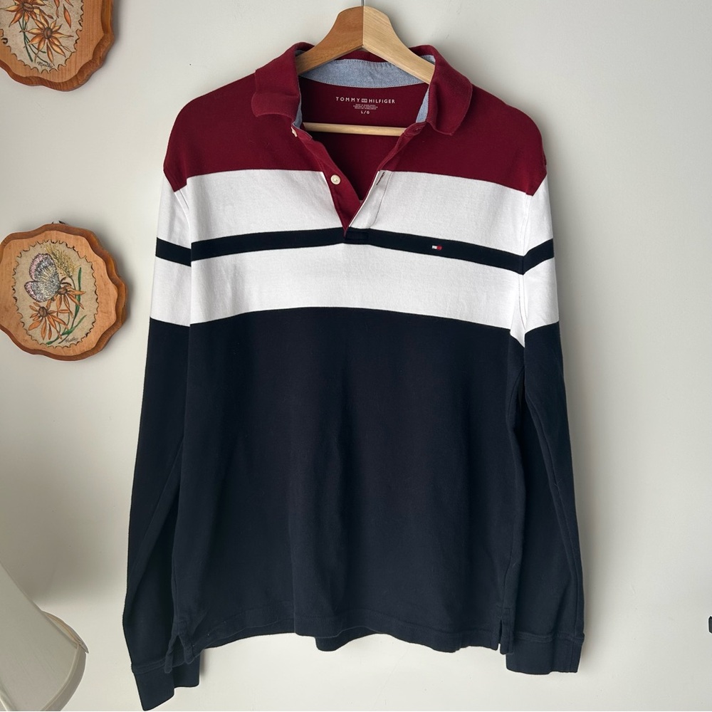 Tommy Hilfiger Men's Polo in Red, White, and Bleu navy